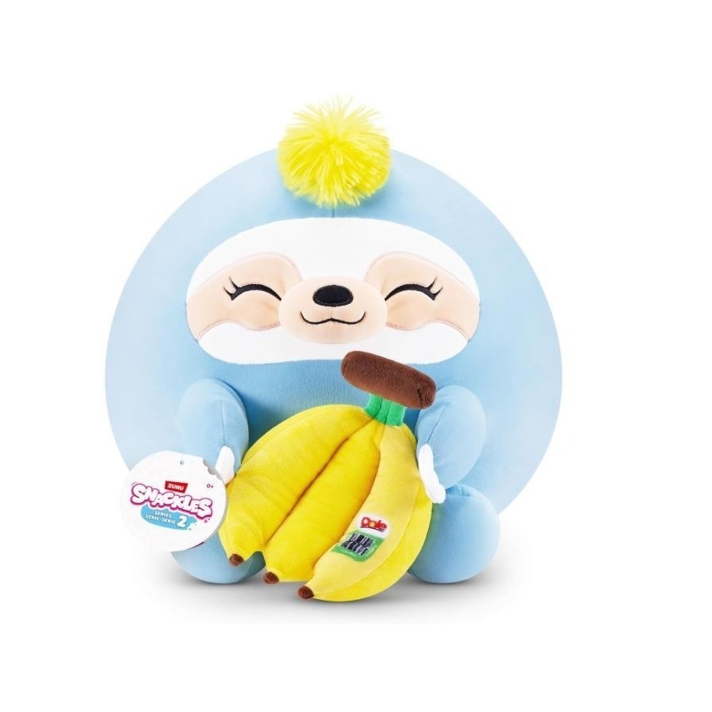 ZURU Cuddly Squishy Comfort 8-inch Plush w/Lic Snack Brnd Sloth & Dole Banana